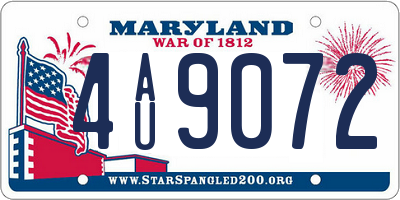 MD license plate 4AU9072