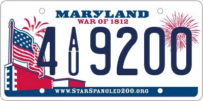MD license plate 4AU9200