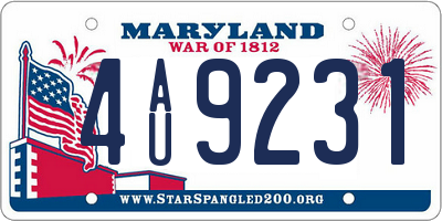 MD license plate 4AU9231