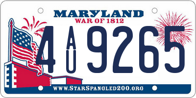 MD license plate 4AU9265