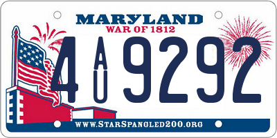 MD license plate 4AU9292
