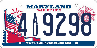 MD license plate 4AU9298