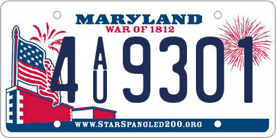 MD license plate 4AU9301