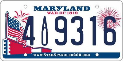 MD license plate 4AU9316
