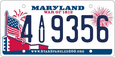 MD license plate 4AU9356