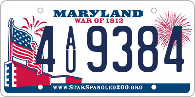 MD license plate 4AU9384
