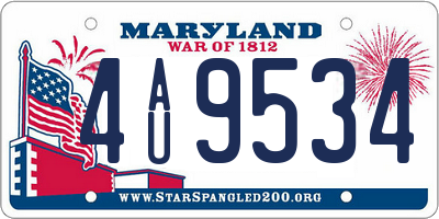 MD license plate 4AU9534