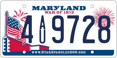 MD license plate 4AU9728