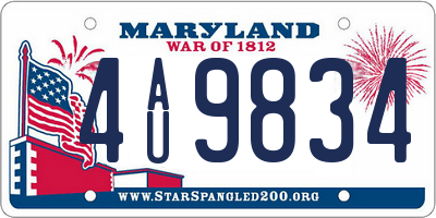 MD license plate 4AU9834