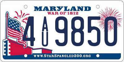 MD license plate 4AU9850