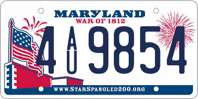 MD license plate 4AU9854