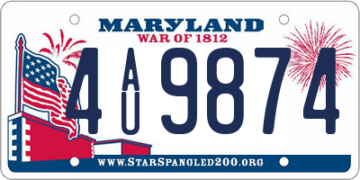 MD license plate 4AU9874