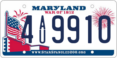 MD license plate 4AU9910