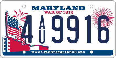 MD license plate 4AU9916