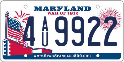 MD license plate 4AU9922