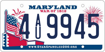MD license plate 4AU9945