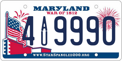 MD license plate 4AU9990