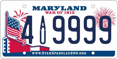 MD license plate 4AU9999