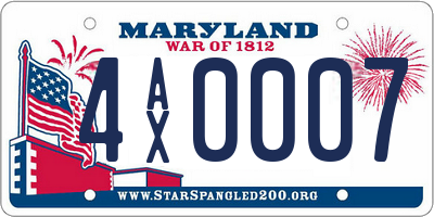 MD license plate 4AX0007