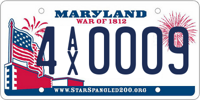 MD license plate 4AX0009
