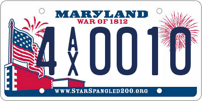 MD license plate 4AX0010