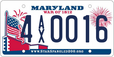 MD license plate 4AX0016