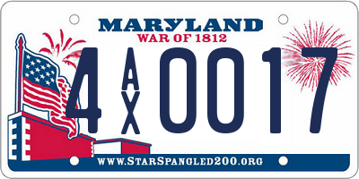 MD license plate 4AX0017