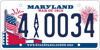 MD license plate 4AX0034