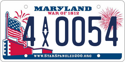 MD license plate 4AX0054