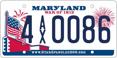 MD license plate 4AX0086