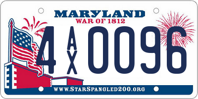 MD license plate 4AX0096