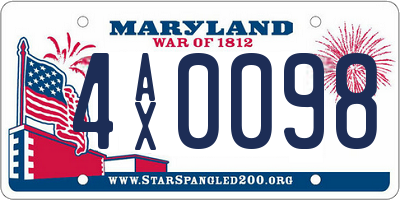 MD license plate 4AX0098
