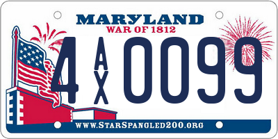 MD license plate 4AX0099