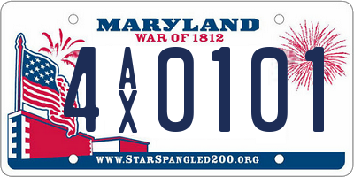 MD license plate 4AX0101