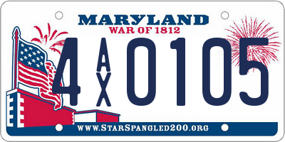 MD license plate 4AX0105
