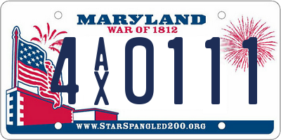 MD license plate 4AX0111
