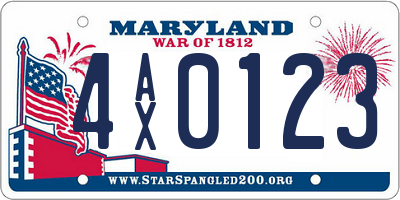 MD license plate 4AX0123