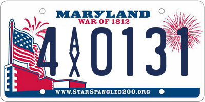 MD license plate 4AX0131
