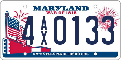 MD license plate 4AX0133