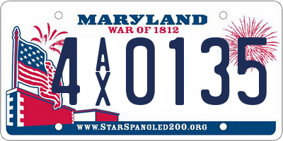 MD license plate 4AX0135