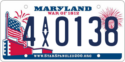 MD license plate 4AX0138