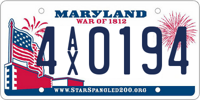 MD license plate 4AX0194
