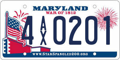 MD license plate 4AX0201