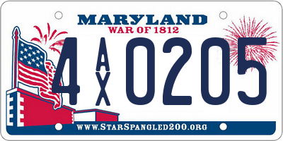 MD license plate 4AX0205