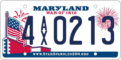 MD license plate 4AX0213