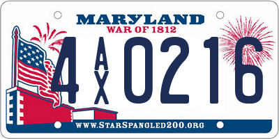 MD license plate 4AX0216