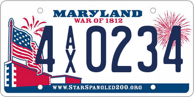 MD license plate 4AX0234