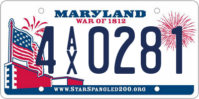 MD license plate 4AX0281