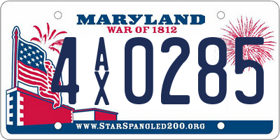 MD license plate 4AX0285