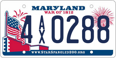 MD license plate 4AX0288